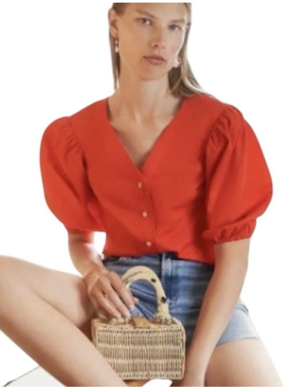 Tory Burch cotton poplin puff sleeve blouse